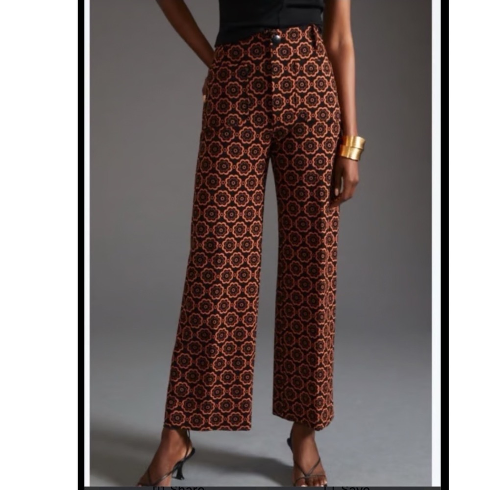 Maeve Anthropologie The Colette Wide Leg‎ Pants Size 26T workwear layered floral